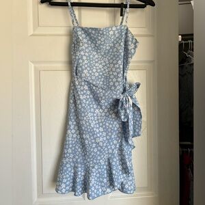 Floral Blue Wrap Dress